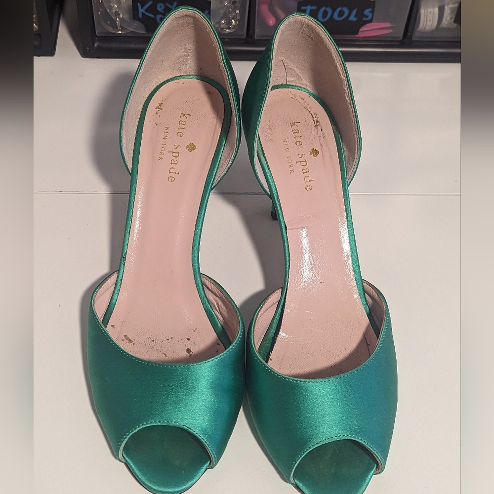 ✨Host Pick!✨Kate Spade Satin Peep Toe Stilleto Heels - Picture 7 of 14